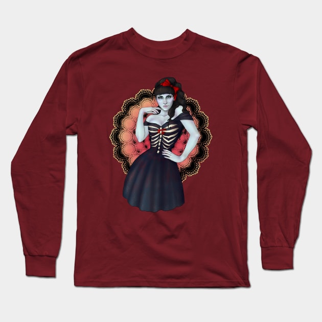 Dead Clara - Zombie Pinup Long Sleeve T-Shirt by CatAstropheBoxes